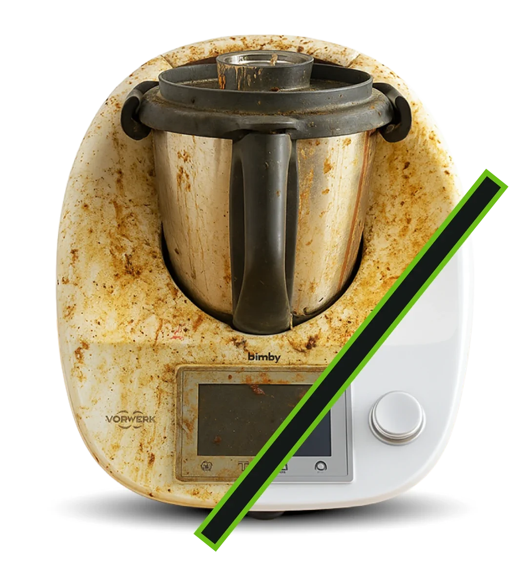 Robot de cozinha antes e após limpeza e reparação